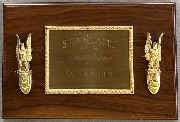 BASILIO, CARMEN 1957 SPORT MAGAZINE TOP PERFORMER IN BOXING AWARD (BASILIO LOA)