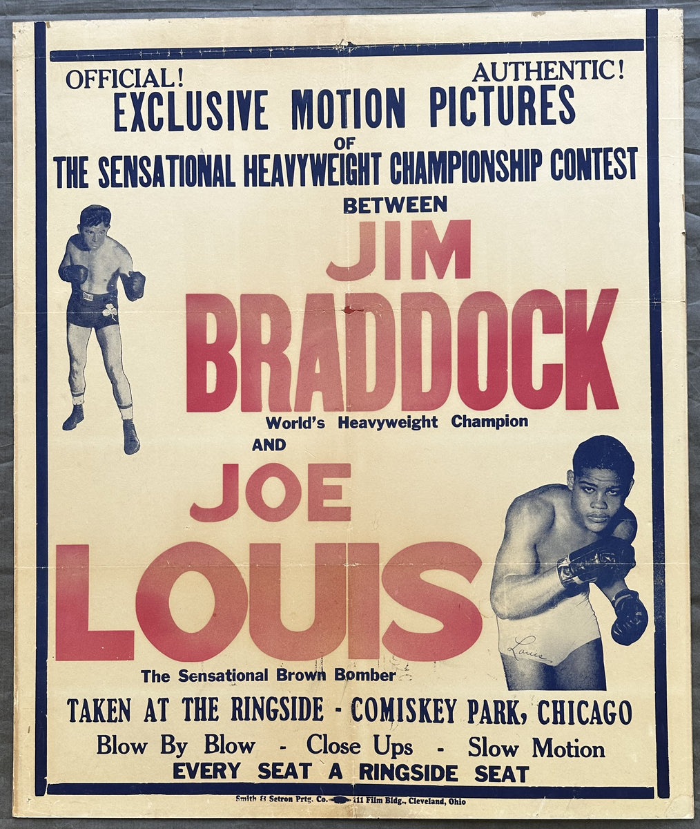 LOUIS, JOE-JIMMY BRADDOCK RARE FIGHT FILM POSTER (1937) – JO