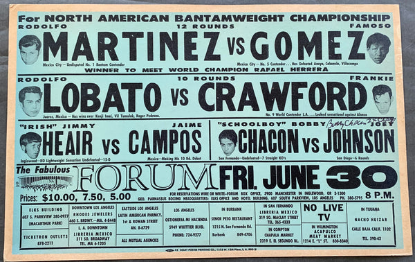 CHACON, BOBBY-JESUS ROBLES & RODOLFO MARTINEZ-FAMOSO GOMEZ SIGNED ON SITE POSTER (1972-SIGNED BY CHACON)
