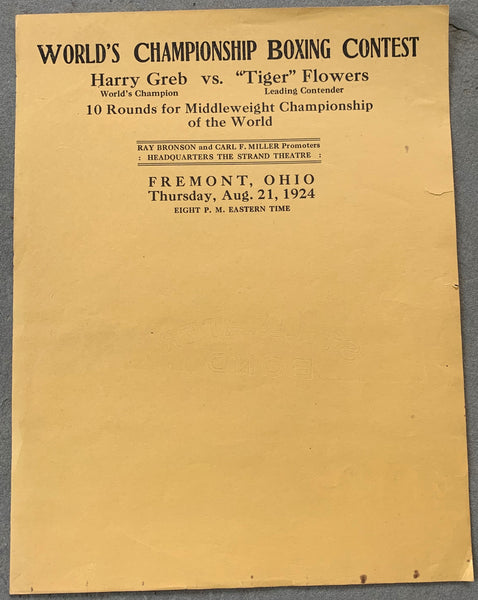 GREB, HARRY-TIGER FLOWERS LETTERHEAD (RARE-1924)