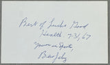 JEBY, BEN SIGNED & INSCRIBED INDEX CARD