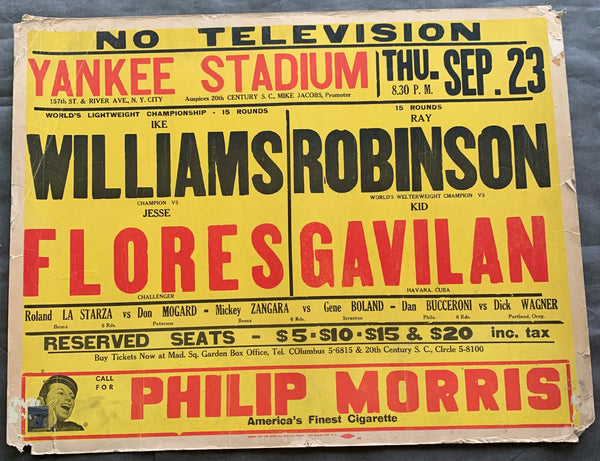 ROBINSON, SUGAR RAY-KID GAVILAN & IKE WILLIAMD-JESSE FLORES ON SITE POSTER (1948)