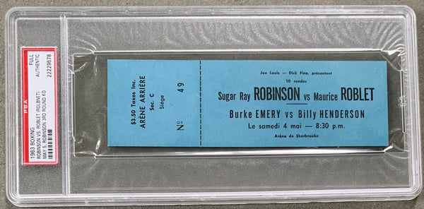 ROBINSON, SUGAR RAY-MAURICE ROBLET ON SITE FULL TICKET (1963-PSA/DNA)