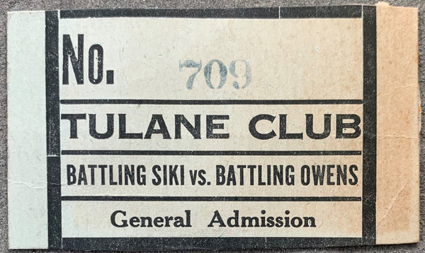 SIKI, BATTLING-BATTLING OWENS ON SITE TICKET STUB (1924)