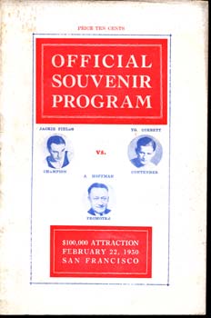 CORBETT III, YOUNG-JACKIE FIELDS OFFICIAL PROGRAM (1930)