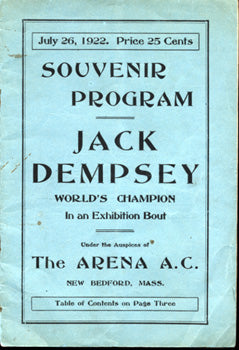 DEMPSEY, JACK EXHIBITION PROGRAM (1922-AS CHAMPION)