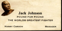 JOHNSON, JACK BUSINESS CARD (OF HIS MANAGER)