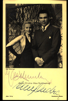 SCHMELING, MAX-ANNY ONDRA SIGNED REAL PHOTO POSTCARD