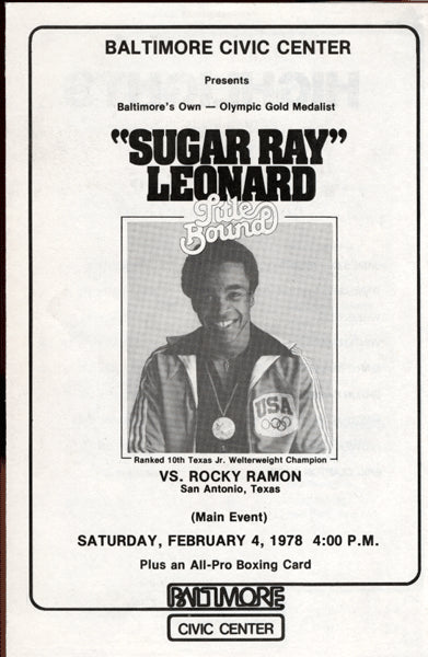LEONARD, SUGAR RAY-ROCKY RAMON OFFICIAL PROGRAM (1978)