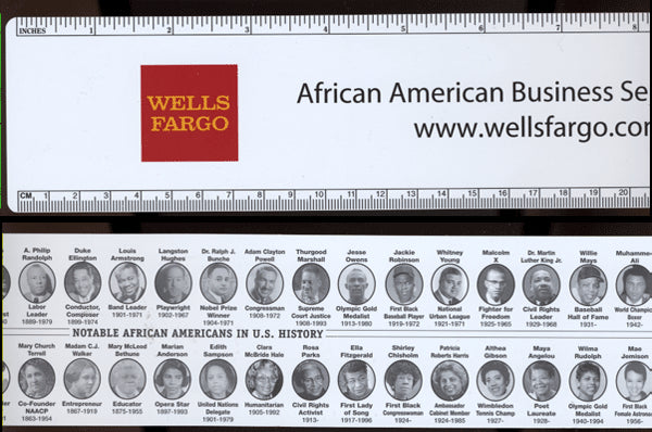 BLACK HISTORY ADVERTISING RULER WITH 40 NOTABLE AFRICAN AMERICANS (WITH MUHAMMAD ALI)