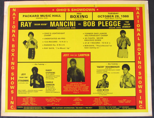 MANCINI, RAY -BOB PLEGGE ON SITE POSTER (1980)