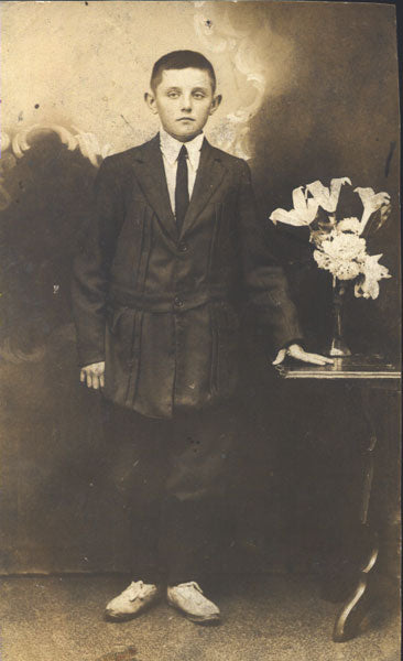 LATZO, PETE ORIGINAL ANTIQUE PHOTO POSTCARD (1916-AGE 14)