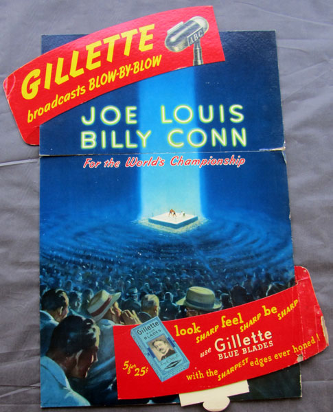 LOUIS, JOE-BILLY CONN I GILLETTE ADVERTISING STANDEE (1941-LARGE VERSION)