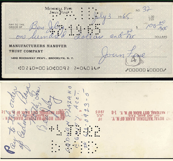 JEBY, BEN SIGNED CHECK