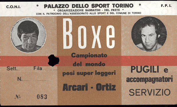 ARCARI, BRUNO-ANTONIO ORTIZ STUBLESS TICKET (1974)
