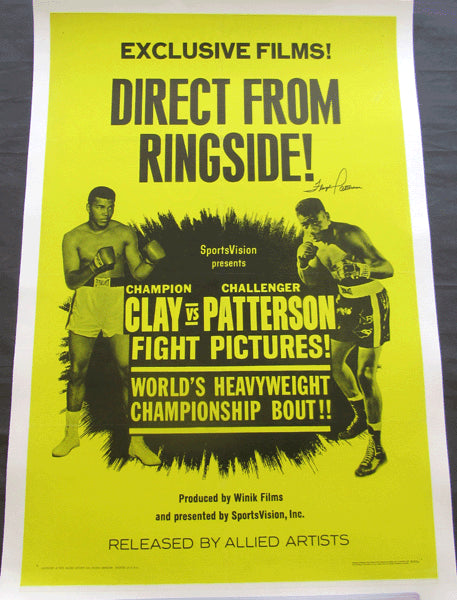ALI, MUHAMMAD-FLOYD PATTERSON I ORIGINAL FIGHT FILM POSTER (SIGNED BY PATTERSON-1965)