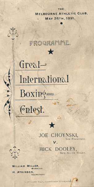 CHOYNSKI, JOE-MICK DOOLEY OFFICIAL PROGRAM (1891)