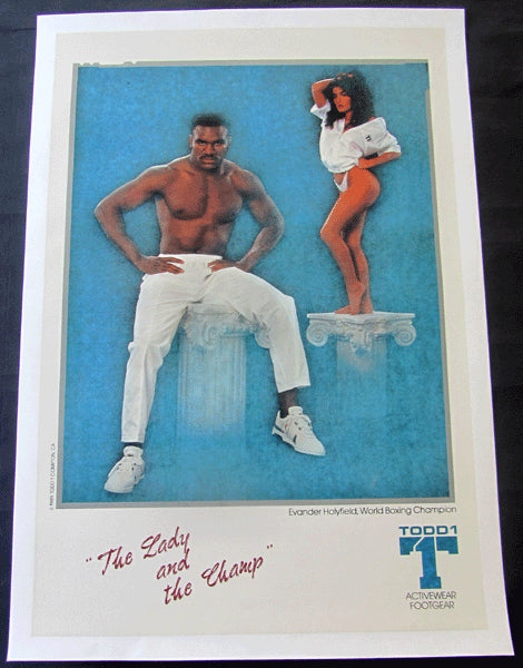 HOLYFIELD, EVANDER THE LADY AND THE CHAMP ADVERTISING POSTER (1989)