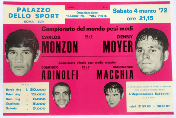 MONZON, CARLOS-DENNY MOYER ON SITE POSTER (1972)