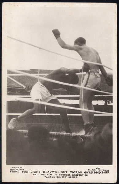 SIKI, BATTLING-GEORGES CARPENTIER REAL PHOTO POSTCARD (1922-IN ACTION)