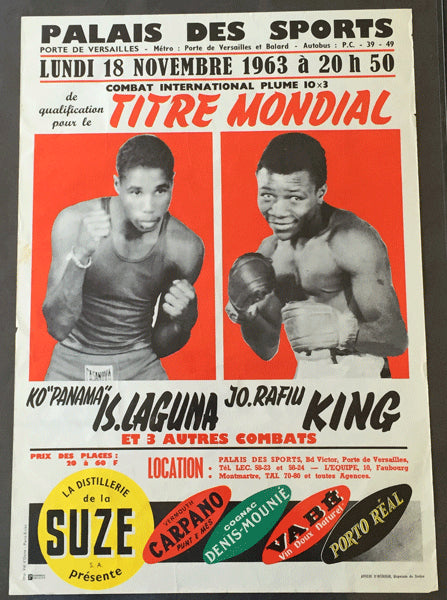 Photo Ancienne Boxe Ismael Laguna & Rafiu King - Paris France - Années 60