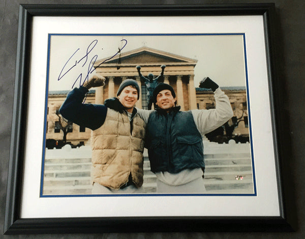 MORRISON, TOMMY SIGNED LARGE FORMAT PHOTO (POSING WITH STALLONE-FAMEABILIA LOA)