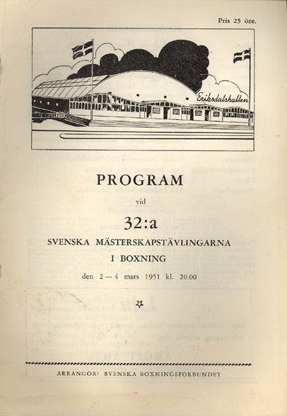 JOHANSSON, INGEMAR AMATEUR OFFICIAL PROGRAM (1951)