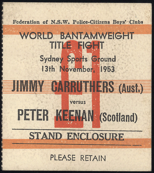 CARRUTHERS, JIMMY-PETER KEENAN TICKET STUB (1953)