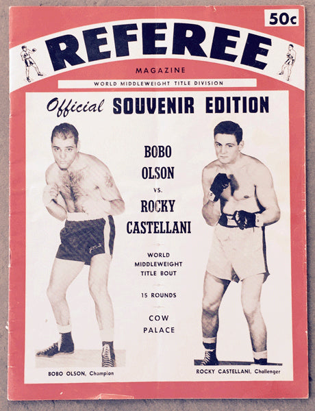 OLSON, CARL "BOBO"-ROCKY CASTELLANI OFFICIAL PROGRAM (1954)