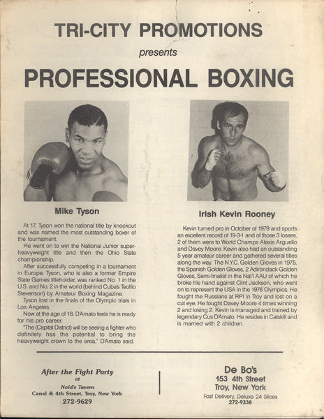 TYSON, MIKE-HECTOR MERCEDES OFFICIAL PROGRAM (1985-TYSON PRO DEBUT)