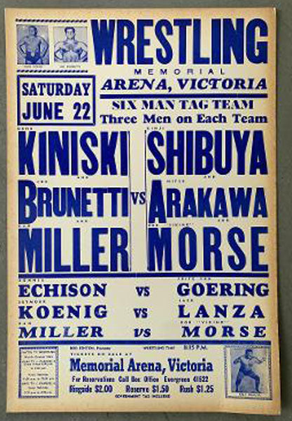KINISKI-BRUNETTI-MILLER VS SHIBUYA-ARAKAWA-MORSE ON SITE POSTER (1963)