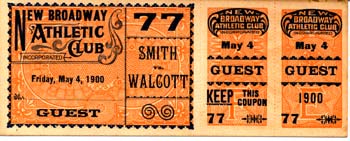 WALCOTT, BARBADOS JOE-MYSTERIOUS BILLY SMITH FULL TICKET (1900)