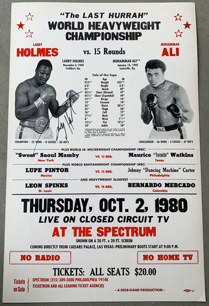 ALI, MUHAMMAD-LARRY HOLMES SIGNED CLOSED CIRCUIT POSTER (1980-SIGNED BY HOLMES)