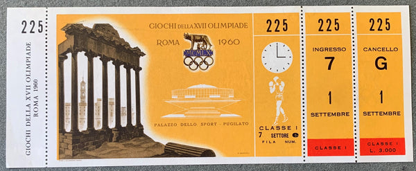 CLAY, CASSIUS 1960 OLYMPIC BOXING FULL TICKET (1/4 FINALS)