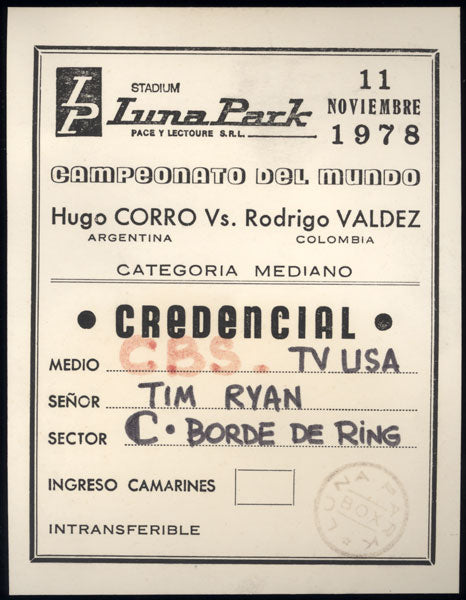 CORRO, HUGO-RODRIGO VALDEZ CREDENTIAL (1978)