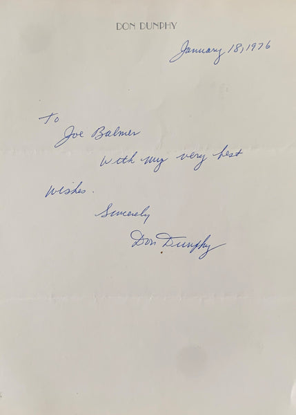 DUNPHY, DON SIGNED LETTER (ON HIS LETTERHEAD-1976)