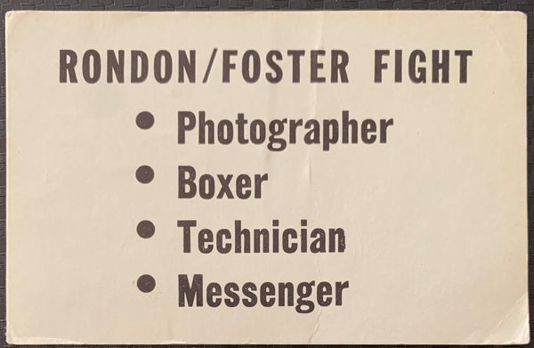 FOSTER, BOB-VICENTE RONDON FIGHT CREDENTIAL (1972)