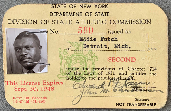 FUTCH, EDDIE SECOND'S BOXING LICENSE (1948)