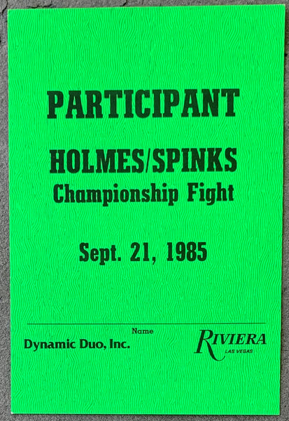 HOLMES, LARRY-MICHAEL SPINKS I PARTICIPANT PASS (1985)
