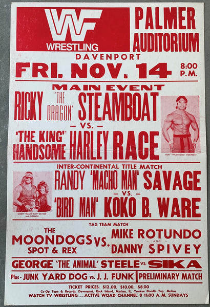 STEAMBOAT, RICKY-HARLEY RACE & RANDY SAVAGE-KOKO B. WARE ON SITE POSTER (1986)
