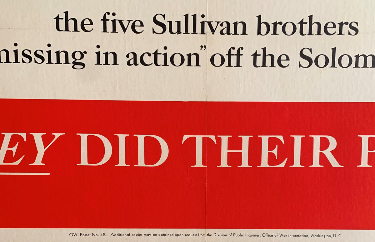 THE FIVE SULLIVAN BROTHERS ORIGINAL GOVERNMENT POSTER (1943) JO
