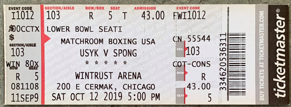 USYK, OLEKSANDR-CHAZZ WITHERSPOON ON SITE FULL TICKET (2019)