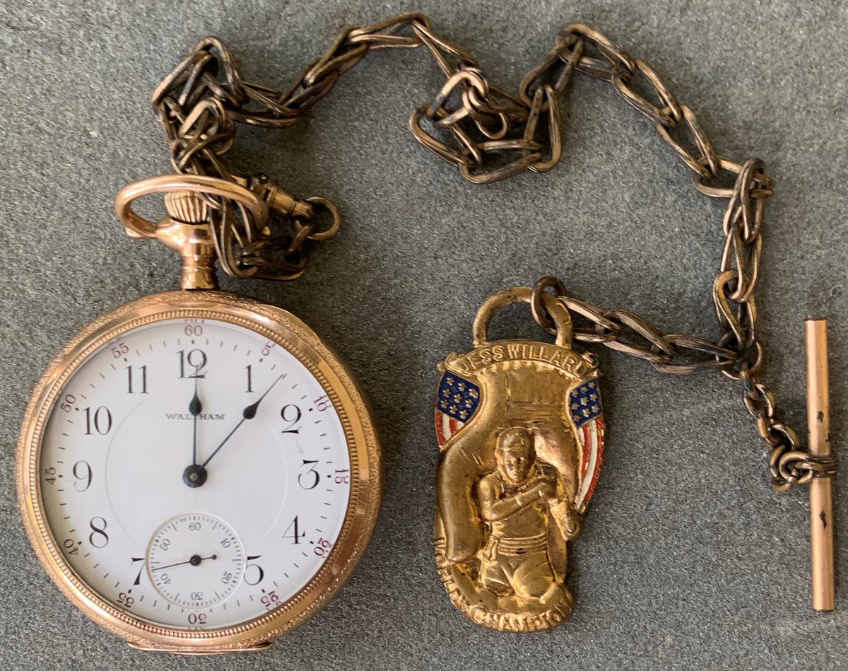 WILLARD, JESS SOUVENIR WATCH FOB \u0026 WATCH (CIRCA 1915)), image size:1200x949
