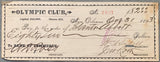 ABBOTT, STANTON SIGNED BOXING CHECK (1893)