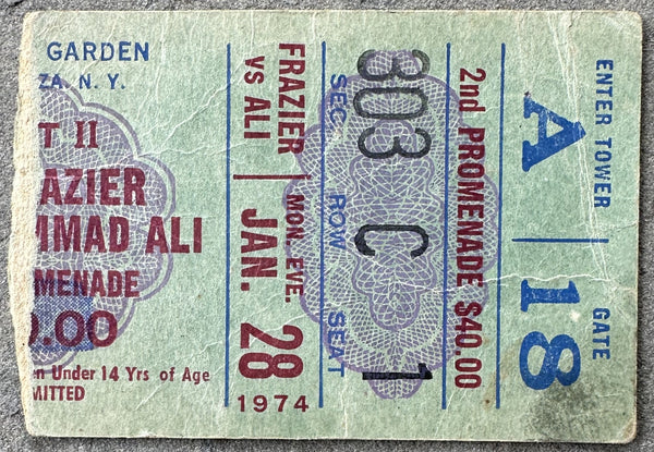 ALI, MUHAMMAD-JOE FRAZIER II ON SITE TICKET STUB (1974)