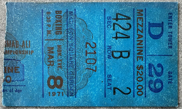 ALI, MUHAMMAD-JOE FRAZIER I ON SITE TICKET STUB (1971)