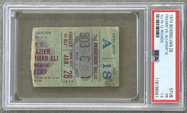 ALI, MUHAMMAD-JOE FRAZIER II ON SITE TICKET STUB (1974-PSA/DNA FR 1.5)