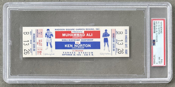 ALI, MUHAMMAD-KEN NORTON III ON SITE FULL TICKET (1976-PSA/DNA NM-MT 8)