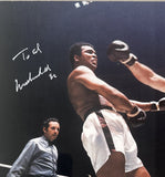 ALI, MUHAMMAD & CHUCK WEPNER SIGNED LARGE FORMAT PHOTO (1975-TO WEPNER'S MANAGER)