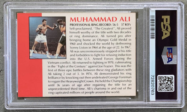 ALI, MUHAMMAD SIGNED 1993 ALL WORLD BOXING CARD (PSA/DNA-NM 7 & AUTO 1 JO Sports Inc. ALI, MUHAMMAD SIGNED 1993 ALL WORLD BOXING CARD (PSA/DNA-NM 7 & AUTO 1 JO Sports Inc.
